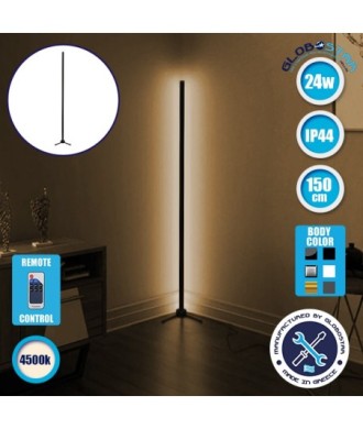 Μοντέρνο Minimal Επιδαπέδιο Μαύρο Φωτιστικό 150cm LED 24 Watt με Ασύρματο Χειριστήριο RF & Dimmer Φυσικό Λευκό 4500k GloboStar ALIEN Design GLOBO-150-2